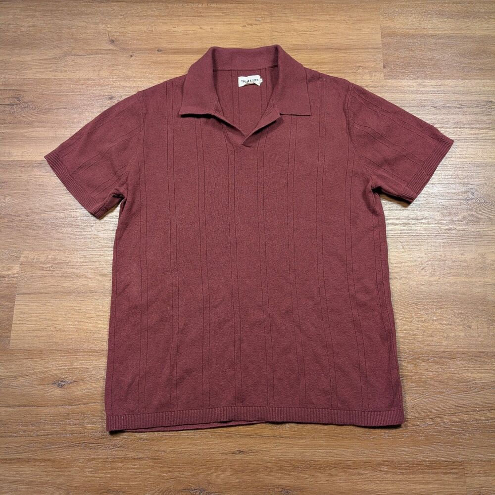Taylor Stitch Valencia Sweater Polo Men Sz 44 Large Linen Cotton Johnny Collar